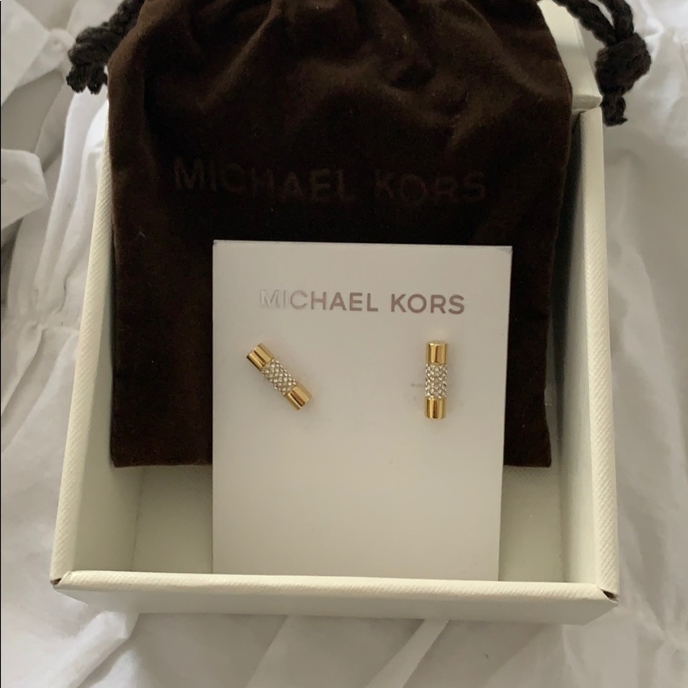 Michael Kors Gold Bar Earrings NWOT